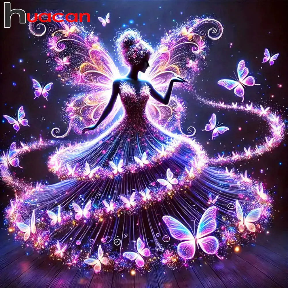Diseño completo de hada y mariposa para diamond painting 5D