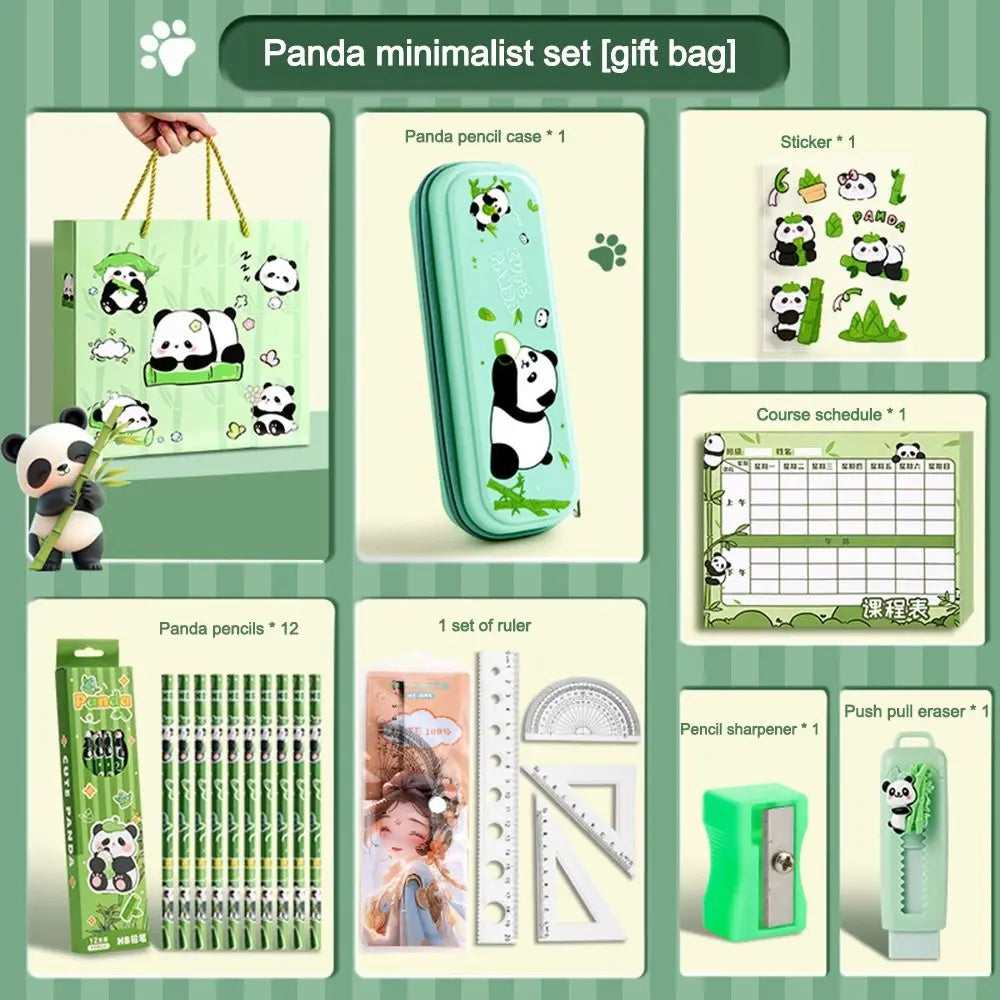 Útiles escolares panda para organizar el escritorio