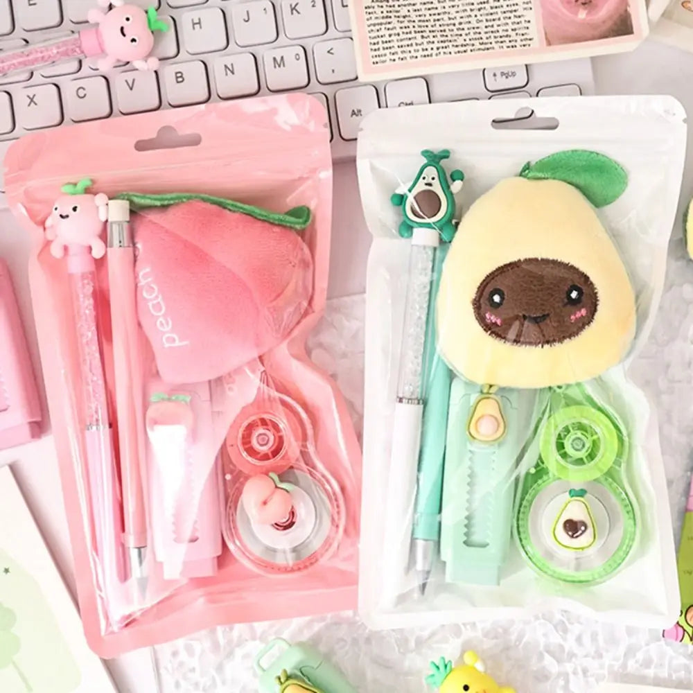 Set de papelería kawaii con diseño de piña